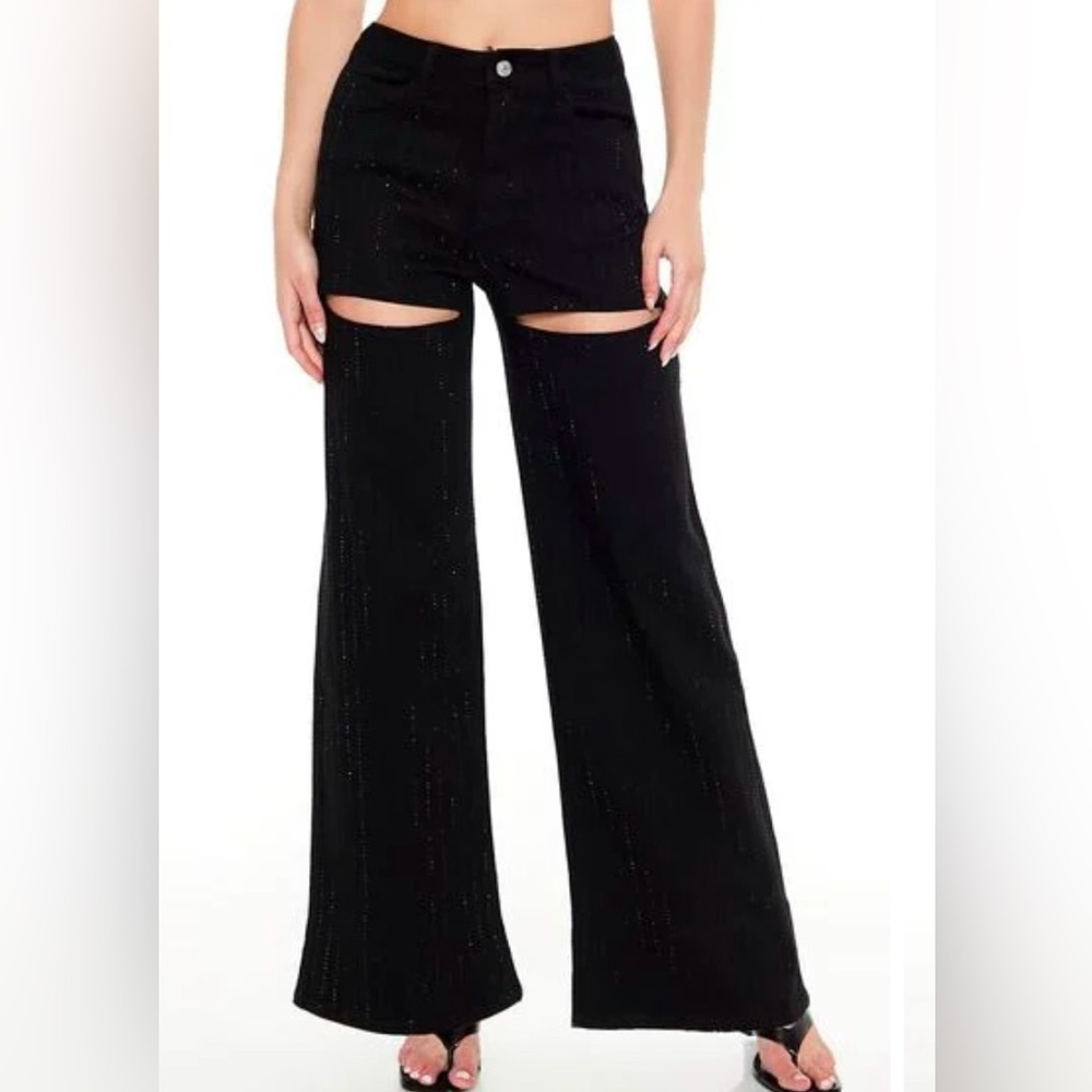 Forever 21 black rhinestones jeans